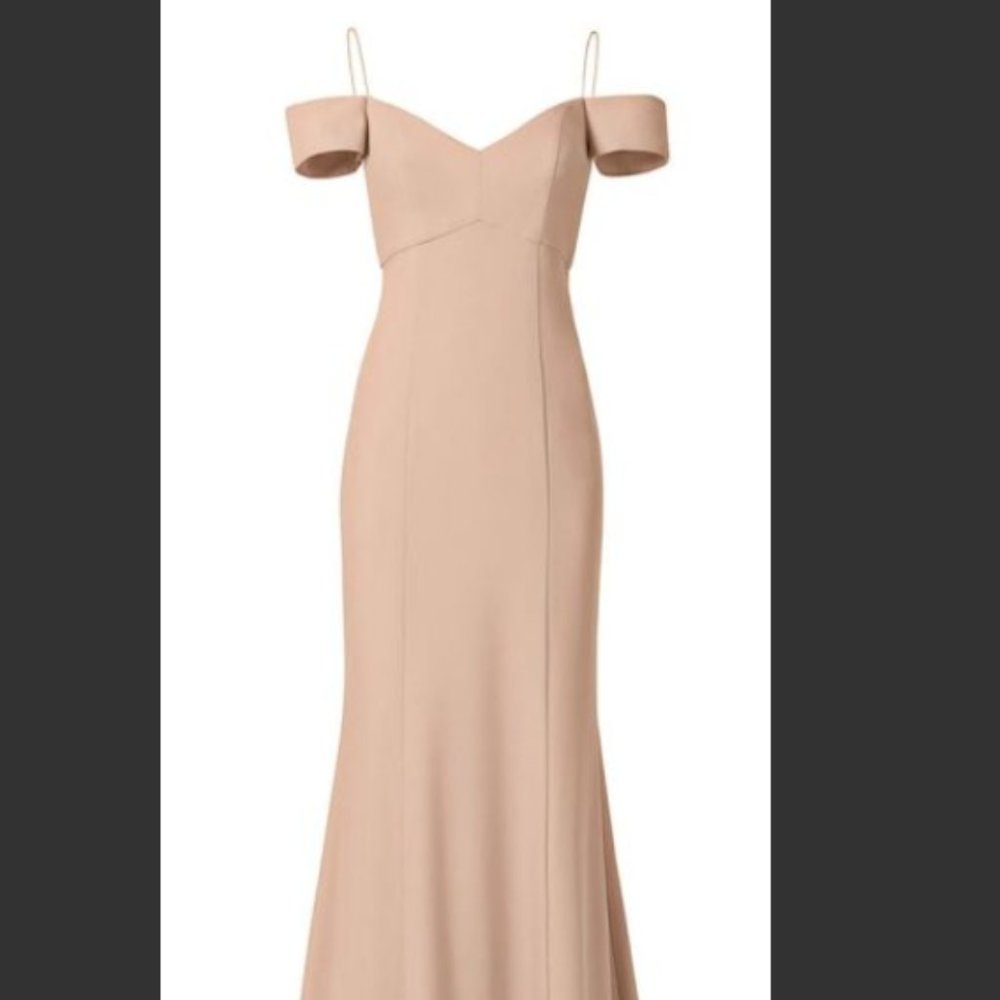 Amsale Sienna Crepe Fawn Bridesmaids Dress